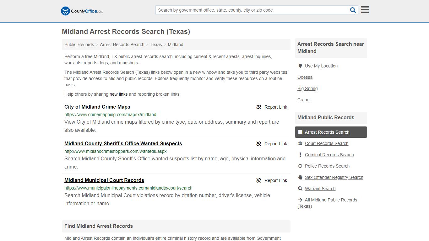 Arrest Records Search - Midland, TX (Arrests & Mugshots) - County Office